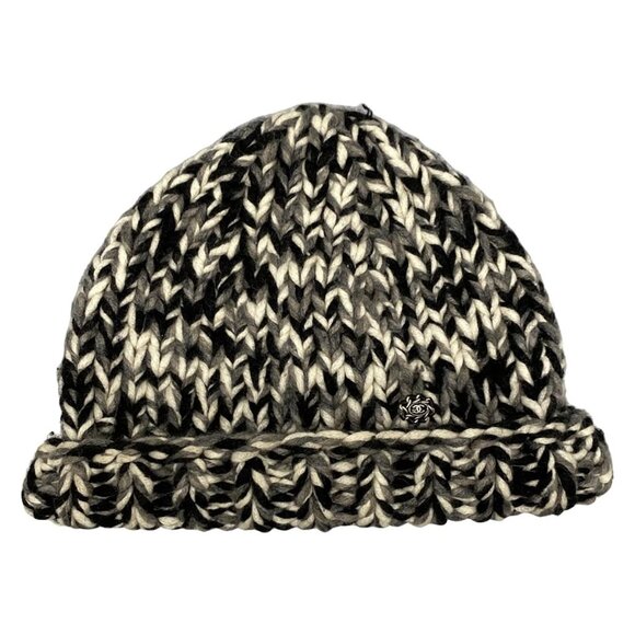 CHANEL - Black Light gray White Cashmere Hat 537-060225 - Picture 1 of 6